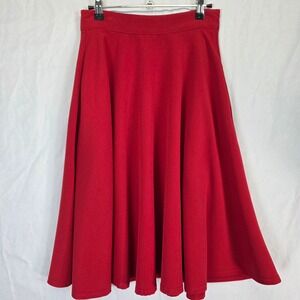 Red Circle Skater Skirt S High Waist Fit Flare Retro Midi Rockabilly Pinup